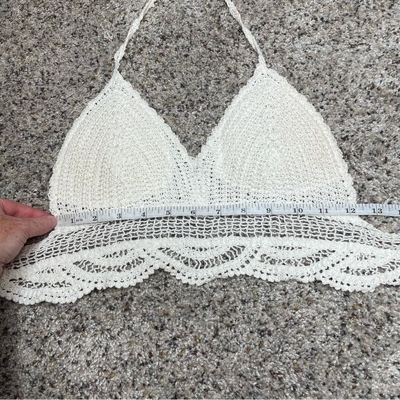 Unbranded White Cream Crochet Halter Crop Top Extra Small Small - Picture 5 of 6